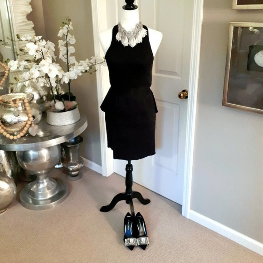 NWOT BCBGeneration black short fitted sleeveless tiered ruffle detail dress - Picture 2 of 6